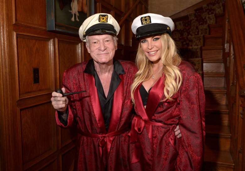Hugh Hefner and Crystal Hefner smiling