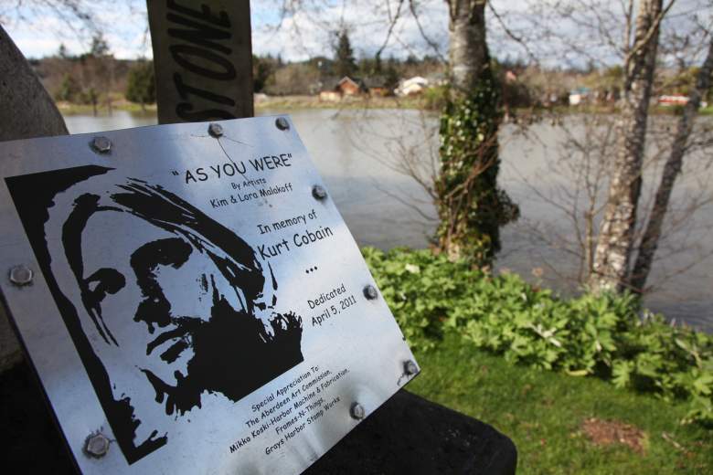 A sign in Kurt Cobain Park in Aberdeen, Washington, on April 1, 2014.