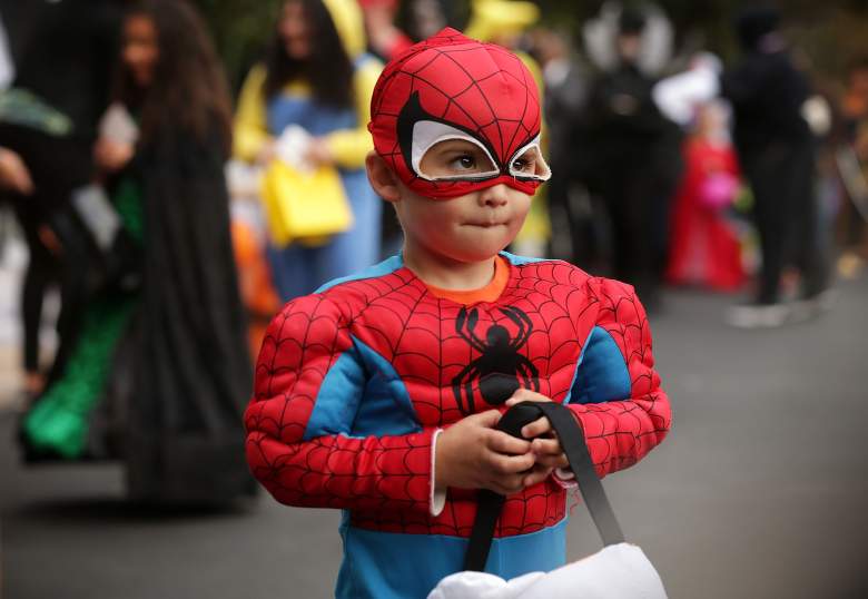 A child dresses as Spider-Man as he participates in a Halloween event at the South Lawn of the White House October 30, 2015 in Washington, DC. 
