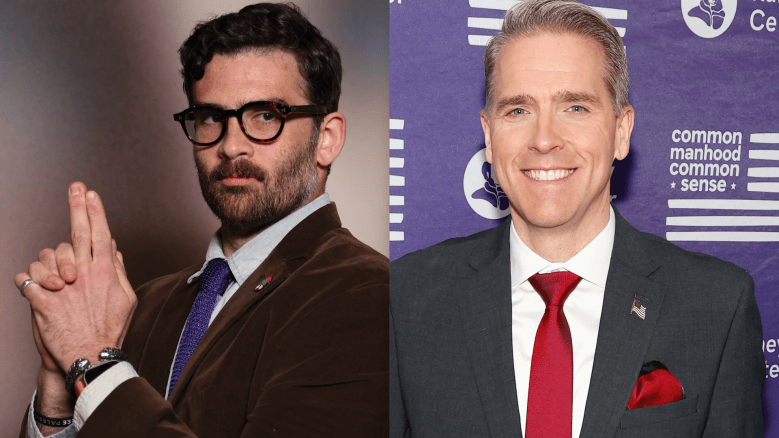 Split image of Hasan Piker and Scott Jennings